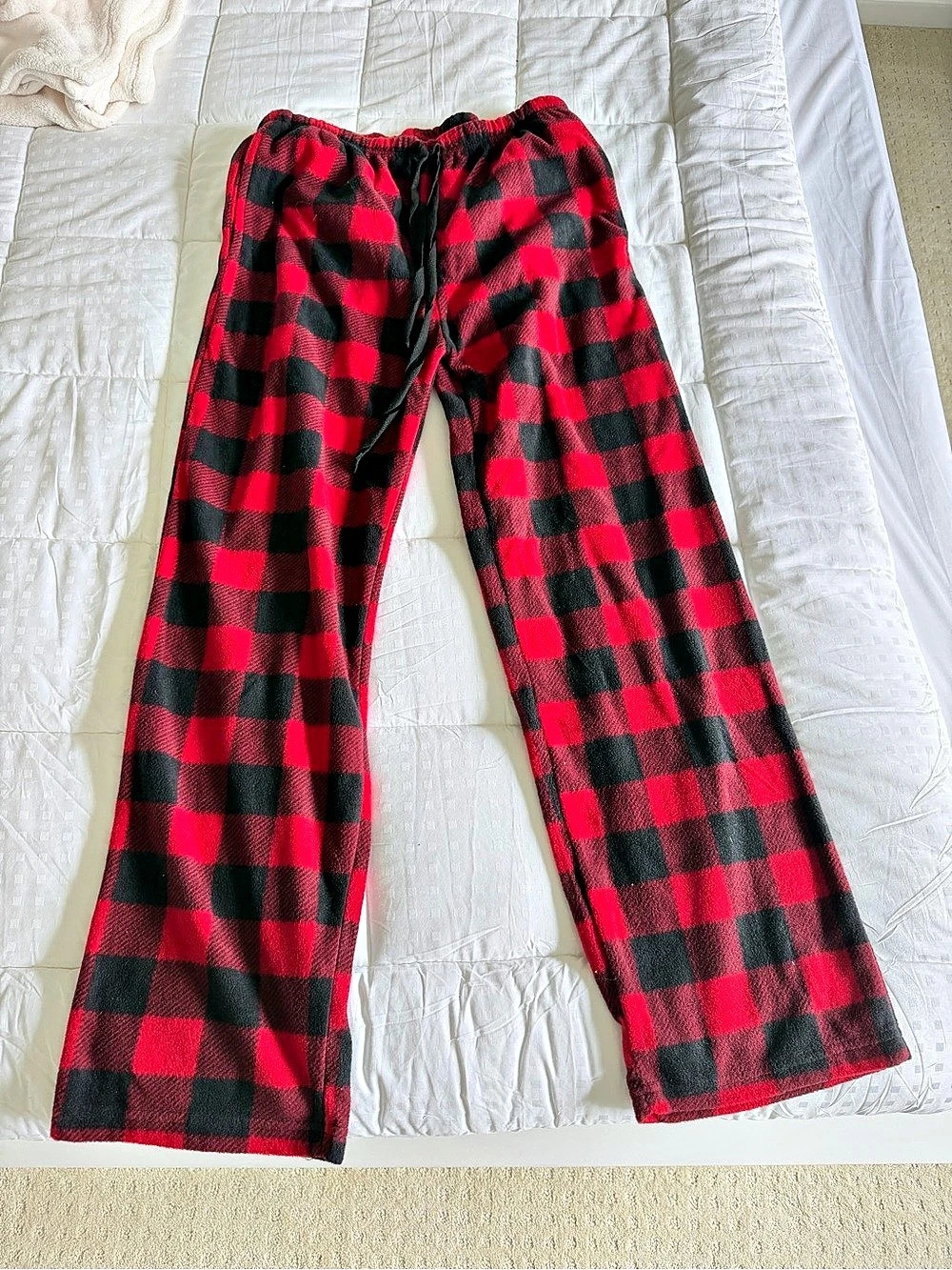 Checkered Wide Leg Pants in Red & Black Size Small